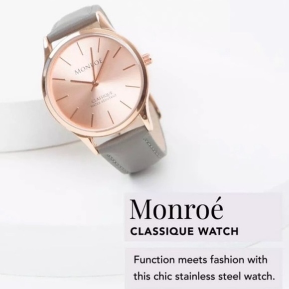 Monroe Women’s Rose Gold Tone Leather Watch - Picture 2 of 10